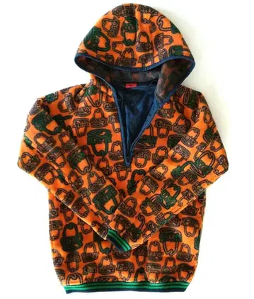 A-MISH 아우터 보아 후드티 남녀 공용 프리 사이즈 오렌지 계열