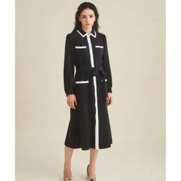 미사용급 그레이스 클래스 2022 바이컬러 셔츠 드레스 블랙 38