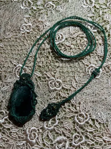 이끼 마노 마크라메 엮음 목걸이