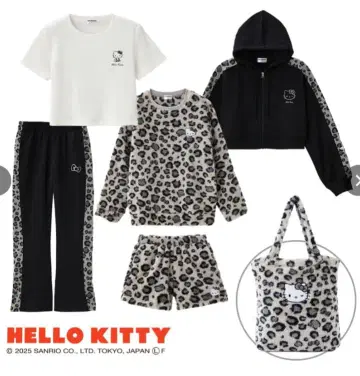 해피백 헬로키티 6종 세트 레오파드 무늬 그레이 L