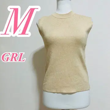 GRL 그레일 베이지 베스트 슬리브리스 니트 레이온 나일론