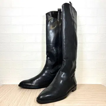 ZARA 자키 부츠 블랙 아몬드 토 23.5~24cm 롱 부츠