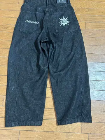 NeReMiD 블랙 데님 와이드 팬츠