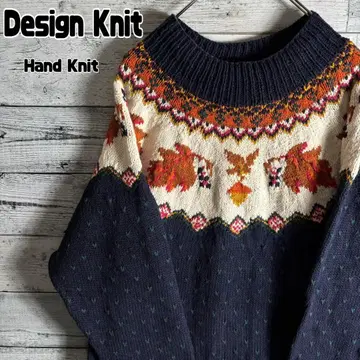 반 휴슨 핸드 니트 로피 니트 노르딕 무늬 면 린넨 L 상당