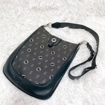 헌팅 월드 숄더백 네이비 올 패턴 캔버스 가죽