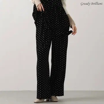 Gready Brilliant 새상품 라메DOT 벨로아 와이드 팬츠