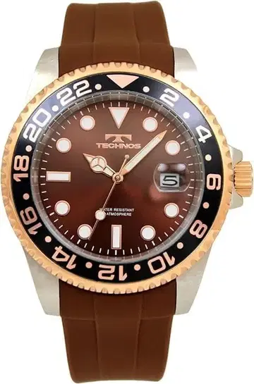 [테크노스] 손목시계 데이트 100주년 모델 T6C28AP 남성용 브라운