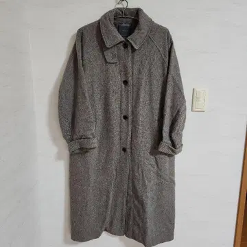 헤링본 무늬 롱 코트