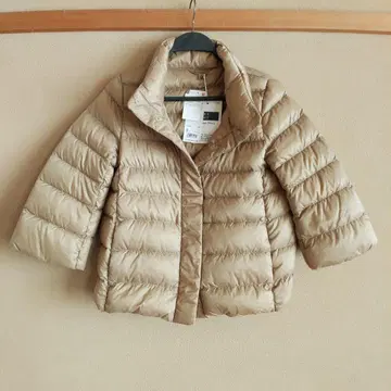 [ 미사용 ] 유니클로 프리미엄 다운 토퍼 자켓 베이지 계열 S