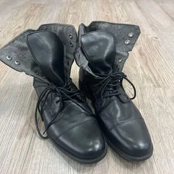 stefanorossi 블랙 가죽 접이식 부츠 28cm