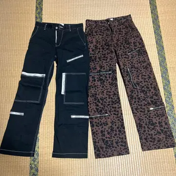 x-girl 팬츠 M 사이즈 블랙 레오파드