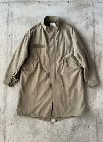 카키 나일론 롱 모즈 코트