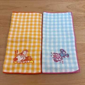 호빵맨 뮤지엄 한정판 체크 미니 타월 2장 세트