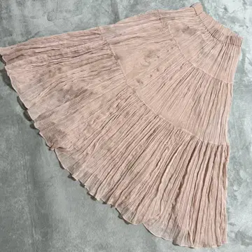 [새상품급] SNIDEL 시어 플리츠 롱 스커트 베이지 안감 포함