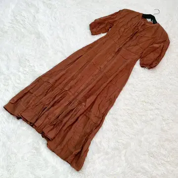 Andemiu 원피스 티어드 프론트 버튼 내추럴 페미닌