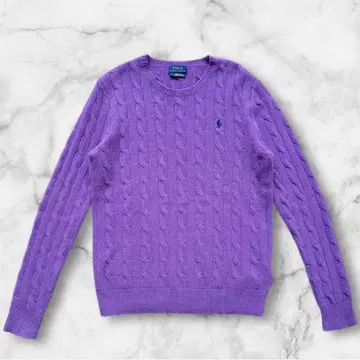 폴로 랄프로렌 케이블 짜임 니트 스웨터 캐시미어 혼방 퍼플 M
