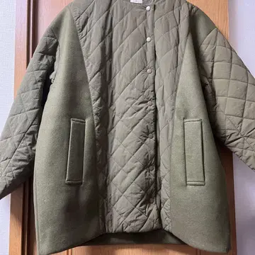 카키 퀼팅 절개 블루종