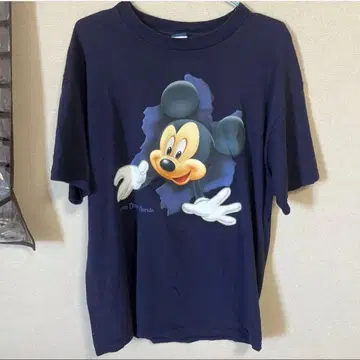 00s 디즈니 미키마우스 반팔 티셔츠 구제 의류 네이비