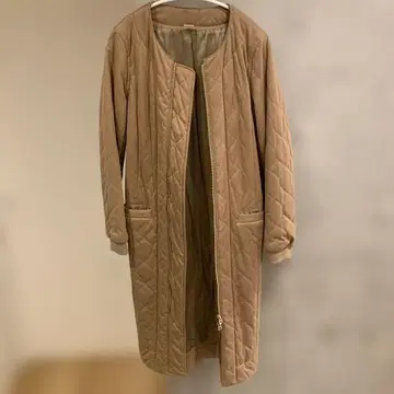 베이지 퀼팅 롱 코트