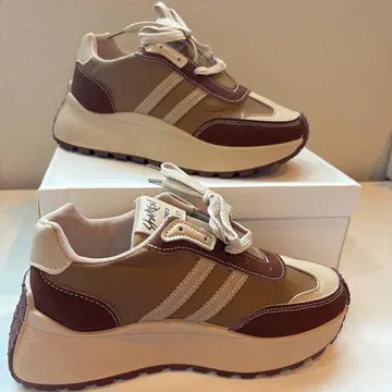 통굽 베이지 브라운 스니커즈