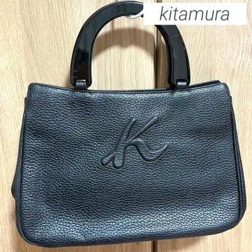 [ 새상품급 ] kitamura 핸드백 A4 가능 주름 가죽 다크 네이비