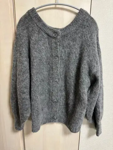 샤기 앞뒤 2way 니트 그레이 가디건