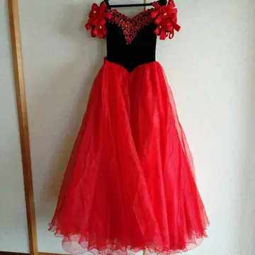 레드 오프숄더 롱 드레스