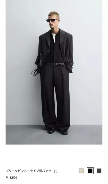 zara 플리츠 핀스트라이프 슬랙스