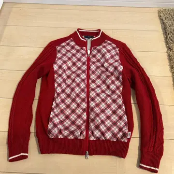 캘러웨이 빨간색 니트 집업 스웨터