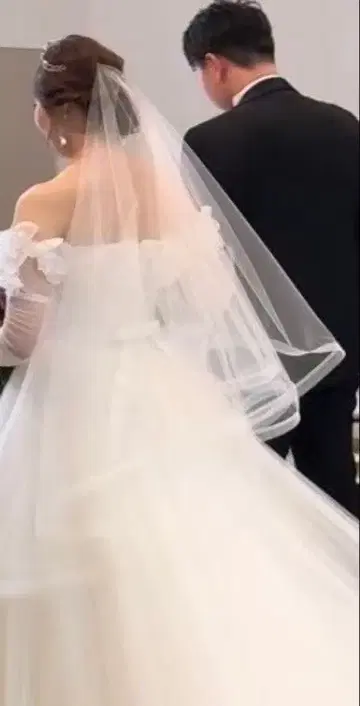 웨딩 베일 잉글랜드 튤 헤비 라인