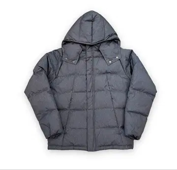 그레이 후드 부착 다운 자켓