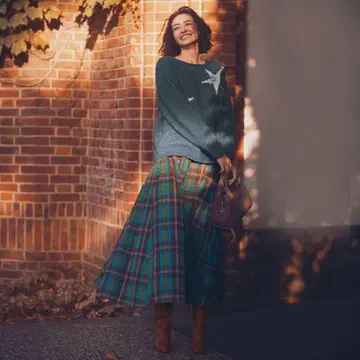 새상품 dinos So close, 디노스 기모 체크 플레어 스커트