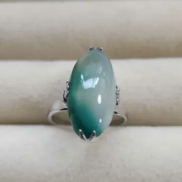 12호 마노 오벌컷 실버 천본시스루 반지