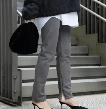 Warm Zip 레깅스 팬츠 그레이 34