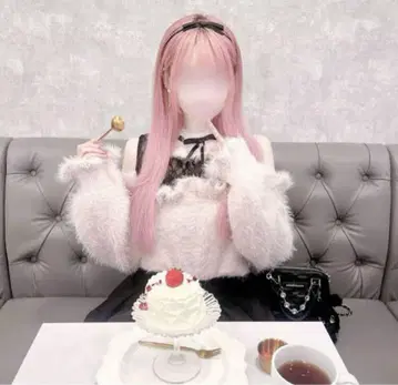 이모짱 시마무라 Lily Merry 페더 니트 풀오버 핑크