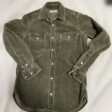 고품질 SINME 코듀로이 웨스턴 긴팔 셔츠 카키 M 일본제