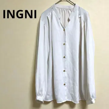 [ INGNI ] 잉그 화이트 셔츠 멋스러운 비침 쉬폰 블라우스