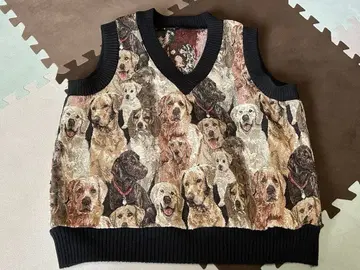 고블랑 직조 강아지 패턴 베스트 프리 사이즈