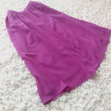 [ NOBLE ] 플레어 스커트 40 쉬폰 롱 루비 핑크