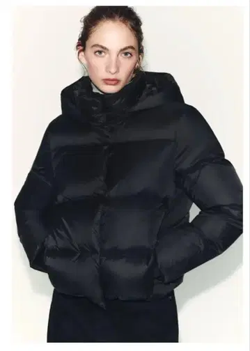 ZARA 발수 방풍 후드 부착 숏 다운 자켓