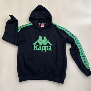 카파 후드 부착 후드티 M 블랙/그린 남성용