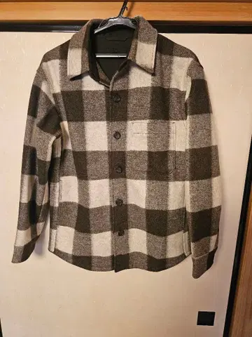 UNIQLO 유니클로 체크 무늬 오버 셔츠 자켓 그레이 S