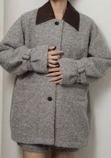 lawgy different material fluffy coat