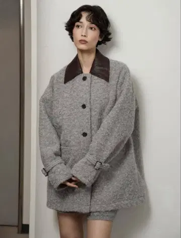 lawgy different material fluffy coat