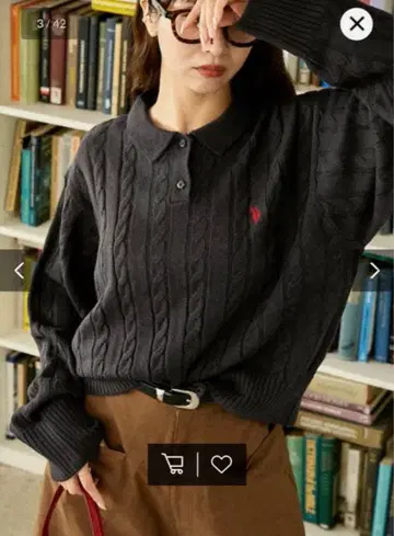 U.S. POLO ASSN. 케이블 니트 폴로 풀오버