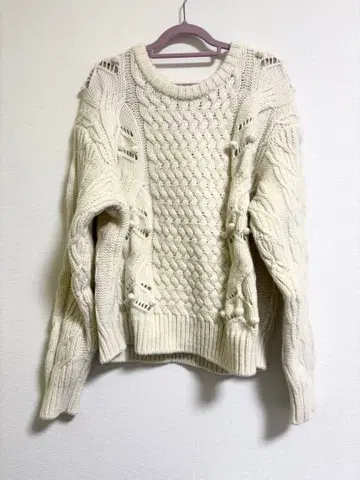 SLOBE iENA 아이보리 케이블 짜임 스웨터