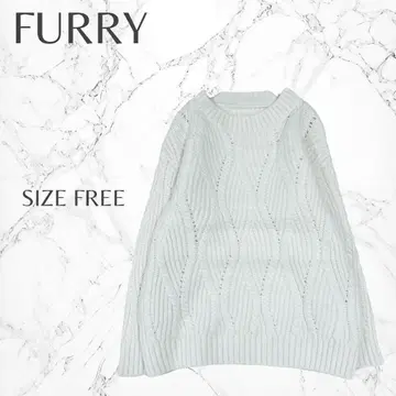 퍼리 니트 프리 케이블 짜임 로우 게이지 긴팔 크루넥 무지