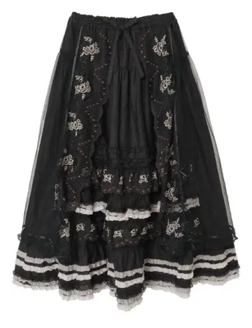 핑크하우스 PINKHOUSE 로코코 레이스 사용 스커트 블랙