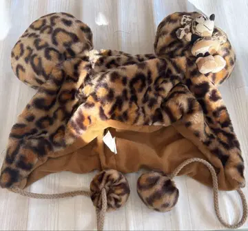 레오파드 무늬 미니 귀도리 모자