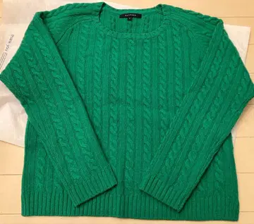 맥피 캐시미어 혼방 스테디셀러 울 케이블 니트 그린 투모로우랜드